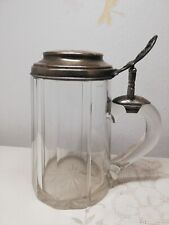 Antiker Bierkrug mit Silberdeckel Kristallglas Widmung Juwelier C Timcke 19Jhd