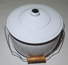 Kartoffel Eimer - Küche - Blech - weiß - Retro - Deckel - Lüftunglöcher