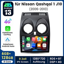 6G+128GB Android 14 Autoradio CarPlay DAB+GPS Navi für Nissan Qashqai J10 4G LTE