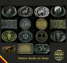 Gürtelschnalle Buckle Gürtelschliesse Koppel Lebensbaum Freimaurer Wolf Wikinger