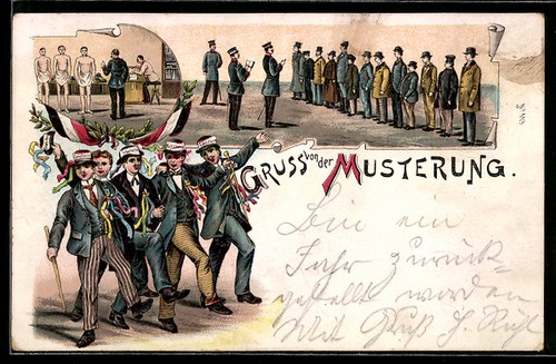 Lithographie gruss von der - gruss,