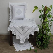 Tischdecke Tischläufer Kissenbezug HOSSNER Baumwolle SPITZE Handarbeit Landhaus