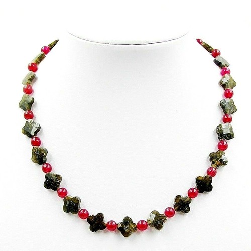 Labradorit rubin kette - labradorit, &