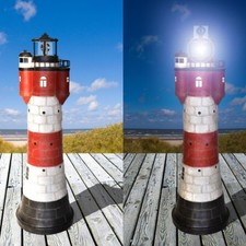 Solar Leuchtturm Roter Sand XXL mit rotierendem LED Reflektor 80 cm