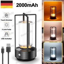 Touch Dimmbar LED Tischlampe Kristall Laternen USB Akku Kabellos Nachttischlampe