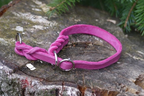 Pinkfarbenes fettlederhalsband - pinkfarbenes,