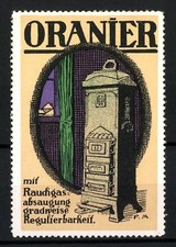 Reklamemarke Oranier - Dauerbrenner, mit Rauchgasabsaugung und gradweise Reguli 