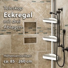 Teleskopregal Eck Regal mit 3 Ablagen Badregal Ecke Duschecke Duschregal Regal