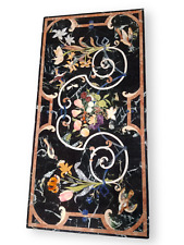 Schwarz Marmor Esstisch Pietradura Intarsien Floral Arts Luxus Gartenmöbel