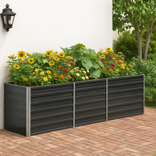Hochbeet Pflanzkübel Gartenbeet Pflanzkasten Anthrazit Stahl 240 x 40 x 77 cm