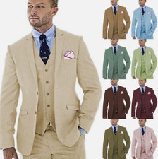 Herren 3-Teiler Leinen Anzug