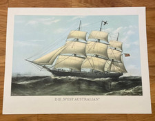 Die West Australien Dreimaster Segelschiff offenes Meer Maritim 40x30 cm