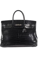 HERMÈS TASCHE SCHWARZ 2008 BIRKIN 40 CM CROCODILE POROSUS IN NOIR