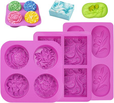 3 Stück Silikonformen Seife Seifenform Silikon Handgefertigte Seifenform 4 Hohlr