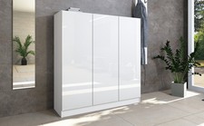 Schuhschrank 3 Türen Kommode Regal Ordnungssystem Modern Weiß Hochglanz VAASA