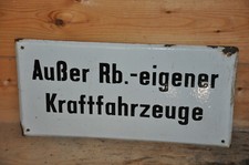 Altes Emailschild DDR Reichsbahn,Außer Rb.-Eigener Kraftfahrzeuge,Oldtimer,Bahn