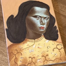 Original Gemälde Das chinesische Mädchen Vladimir Tretchikoff Pop Art Leinwand Blau