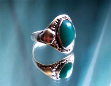 Ring Silber Smargd Jugendstil Art Nouveau um 1900 Natur Blätter antik Vintage