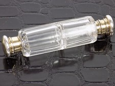 Jugendstil Parfümflakon Doppelflakon Kristallglas Schliff Silbermontur 20.JHD