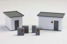 H0 1:87 Trafohaus Trafostation - Set - Trafohäuschen Stromkästen Verteilerkästen