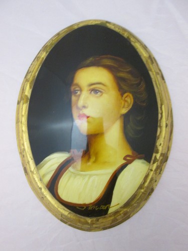 Ovales portrait frau signiert - ovales,