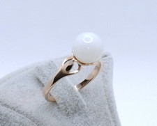 UdSSR Russisches Rotgold 583er Goldring mit Jade Perle - 14 Karat Damenring 