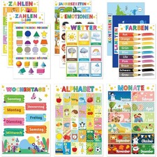 Lernposter Kinder Montessori Alphabet Zahlen Poster Kinderzimmer Vorschule De...