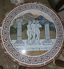 Runde Tischplatte Pietra Dura Marmor Inlay ‘Die 3 Grazien’ 64cm