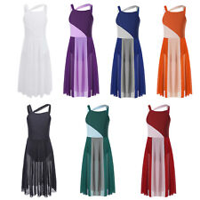 DE Mädchen Ballett Lyrische Tanzkleid Ärmellos Zeitgenössisches Tanzkostüm