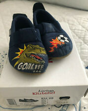 Living Kitzbühel Slipper / Hausschuhe Stoff + Leder marine Dino Fußball Gr. 25