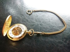 Selva -goldige Metall Taschenuhr an Kette, Ziffernblatt weiß, funktionsfähig,rar