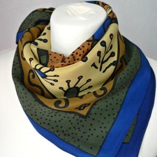 Damen Seidentuch Punkte Nickituch Halstuch 100% Seide Blau Braun Grün Gelb 225