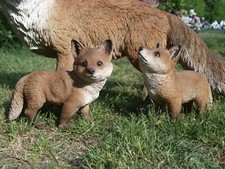 Fuchs Deko Figur lebensgroß Baby Gartenfigur wetterfest Hotant NEU