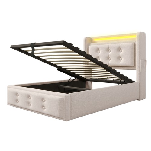 Polsterbett mit led - led, kopfteil