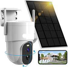 2K 4MP Wireless Überwachungskamera, 360° PTZ Outdoor WiFi Solarbetrieben Home CCTV