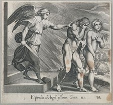 E paradiso - Villamena n. Raffael Kupferstich Vertreibung Paradies Adam Eva 1773