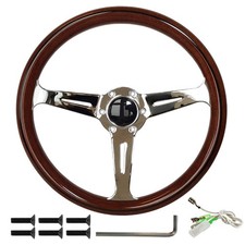 Oldtimer Lenkrad Holzlenkrad, Bootslenkrad Edelholz Chromspeichen, 36cm, Raid