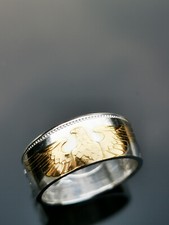 Münzring aus 5 Reichsmark Deutsches Reich, 900er Silber Vergoldeter Reichsadler.