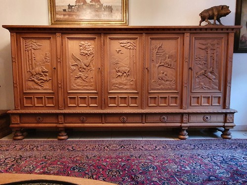 Jagdschrank geschnitzt eiche - jagdschrank,,