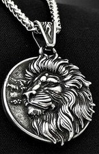 Löwe Anhänger Edelstahl Halskette Sternzeichen König Herren Schmuck Biker KE187B