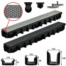 A15 Entwässerungsrinne 1,5t  Bodenrinne Tiefe 63-98-148 DECOR schwarz grau
