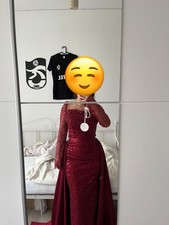 Abendkleid/Verlobungskleid Bordeauxrot mit Schleppe