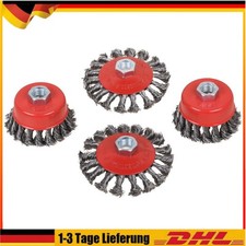 4x Topfbürste Stahl Drahtbürste M14 Gezopft Kegelbürste für Flex Winkelschleifer