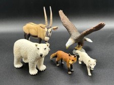 4x Schleich Tiere Konvolut Antilope Eisbär Fuchs Wolf + Adler guter Zustand 5912