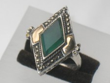 ART-DECO SILBER 585er GOLD RING Chrysopras Super DESIGN ausgefallen um 1920