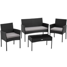 Rattan Gartenset Palese für 4 Personen Sitzgruppe Gartenlounge schwarz B-Ware