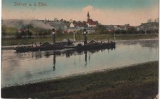 AK Dampfer Elbe: Schleppdampfer in Zehren bei Meißen ~1910, colorierte AK, gel.