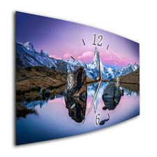 BM Wanduhr 50 cm x 25 cm leises Uhrwerk Funkwanduhr 8119-1a Schweiz Alpen