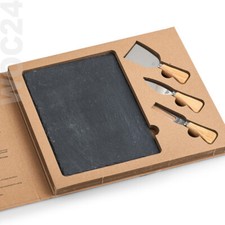 Käse Servierplatte Servierbrett SET Sushi Käseplatte Schiefer Käsemesser Buch