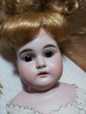 Armand Marseille 48 cm sauberen  Lederkörper Goldblonde Perücke klick